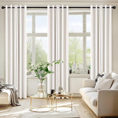 MIULEE Ivory Blackout Curtains for Bedroom Living Room 84 Inches Long 2 Panels, Thermal Insulated Room Darkening Drapes Solid Grommet Noise Reduction Light Blocking Window Treatments 40x84 inch