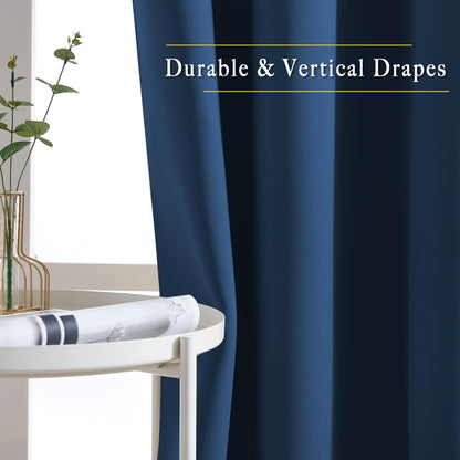 NICETOWN Blackout Sliding Door Curtains 84 inch Length 2 Panels - Thermal Insulated Solid Grommet Room Darkening Window Treatments for Bedroom/French Door (Moroccan Blue, 2 Panels, W66 x L84)