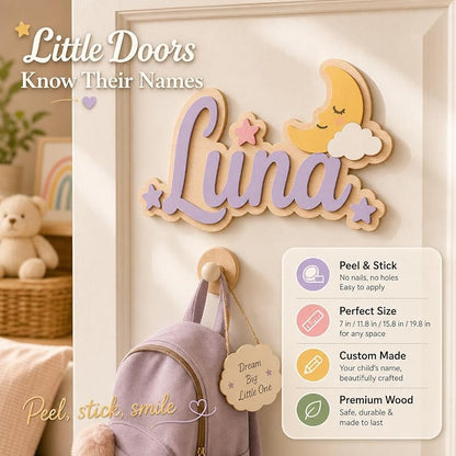 Custom Name Sign for Nursery & Kids Room - 3D Layered Wooden Door Sign (S1) - Personalised