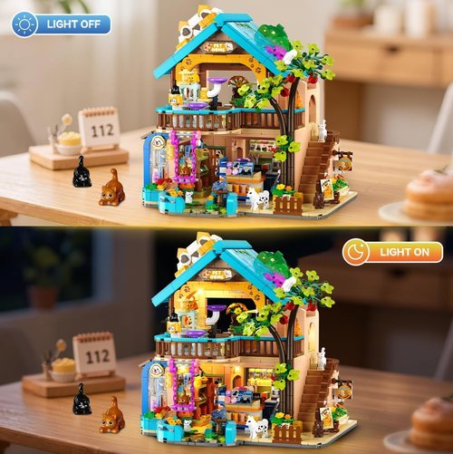 INSOON City Pet Shop Building Set - Cozy Pet Store Construction Toy with Lights & Miniature Animals | Ages 8+