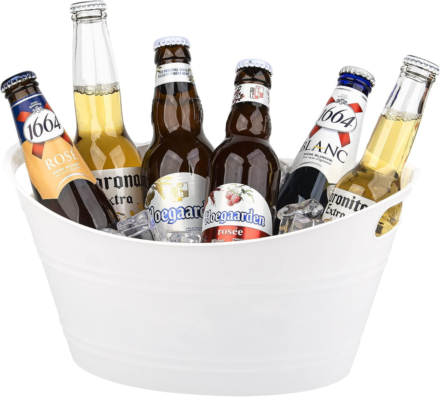 Tiawudi 6 Pack Plastic Oval Storage Tub, Ice Bucket for Wine, Beer and Champagne, Bottle Drink Cooler for Parties, Storage Basket, 4.5 Liter