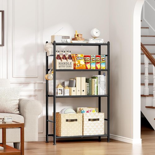 APEXCHASER Metal Shelving - 4-Tier Steel Wire Storage Organizer with Hooks | Adjustable Feet, Space-Saving Design (33''L x 12.6''W x 57''H)