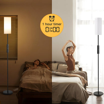 Ambimall Modern Floor Lamp - 64" Adjustable Standing Lamp with Remote Control & Dimmable Colors | Ideal for Living Room, Bedroom, Office