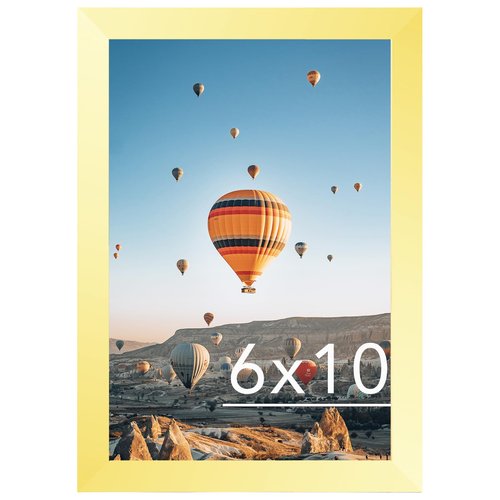 JCJMY 6x10 Picture Frame Gold for Wall Hanging or Tabletop, Wall Mounting Horizontally or Vertically, 6 x 10 Wall Gallery Poster Photo Frame with Shatter Resistant Plexiglass, Gold