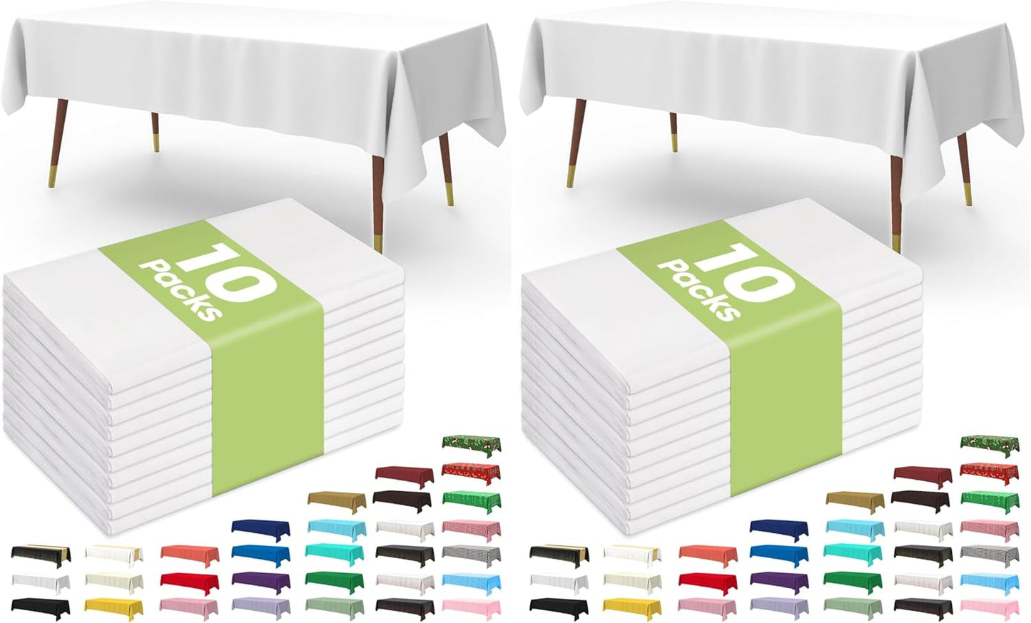 Pureegg Disposable Table Cloths - 20 Pack, 54 x 108 Inch, White Rectangle for Parties & Weddings