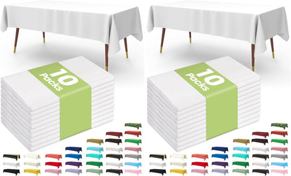 Pureegg Disposable Table Cloths - 20 Pack, 54 x 108 Inch, White Rectangle for Parties & Weddings