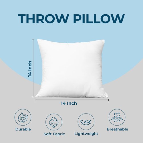 Utopia Bedding Throw Pillows (Set of 4, White) – 14 x 14 Inches Down Alternative Pillows for Bed, Sofa, and Couch - Fluffy Decorative Stuffer Pillow for Indoors & Outdoors