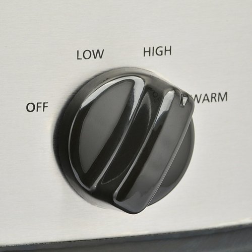 6 Quart Oval Slow Cooker, Stainless Steel Finish, Glass Lid, Adjustable Temp, Perfect for Families and Gatherings Entertaining, Silver