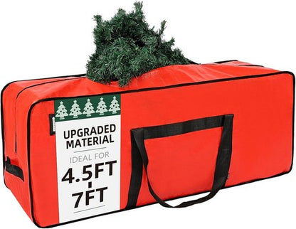 HOMEST Christmas Tree Storage Bag - Fits 4.5-7ft Artificial Trees | Zippered Design with Reinforced Handles, Red