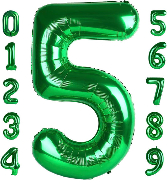 Skiennix 40-Inch Balloon Numbers - Big Dark Green Balloons for 5th Birthday & Wedding Decor