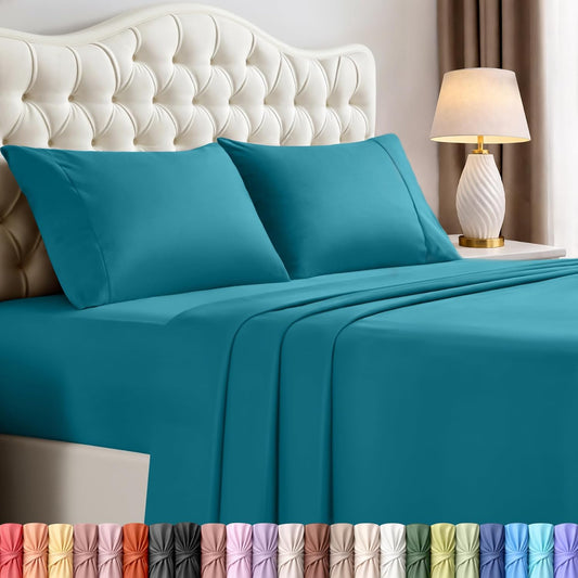 Utopia Bedding California King Sheet Set - Soft, Breathable Microfiber | 4-Piece in Denim Blue