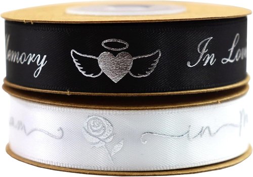 10Yard | Funeral Ribbon Set by 10Yard - 2 Styles, 5/8" X 20 Yards for Celebration of Life