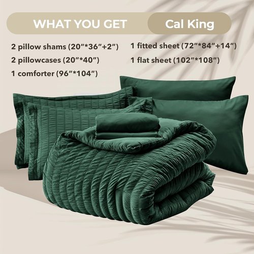 HYMOKEGE Emerald Green California King Comforter Set - 7-Piece All-Season Luxury Bedding Ensemble