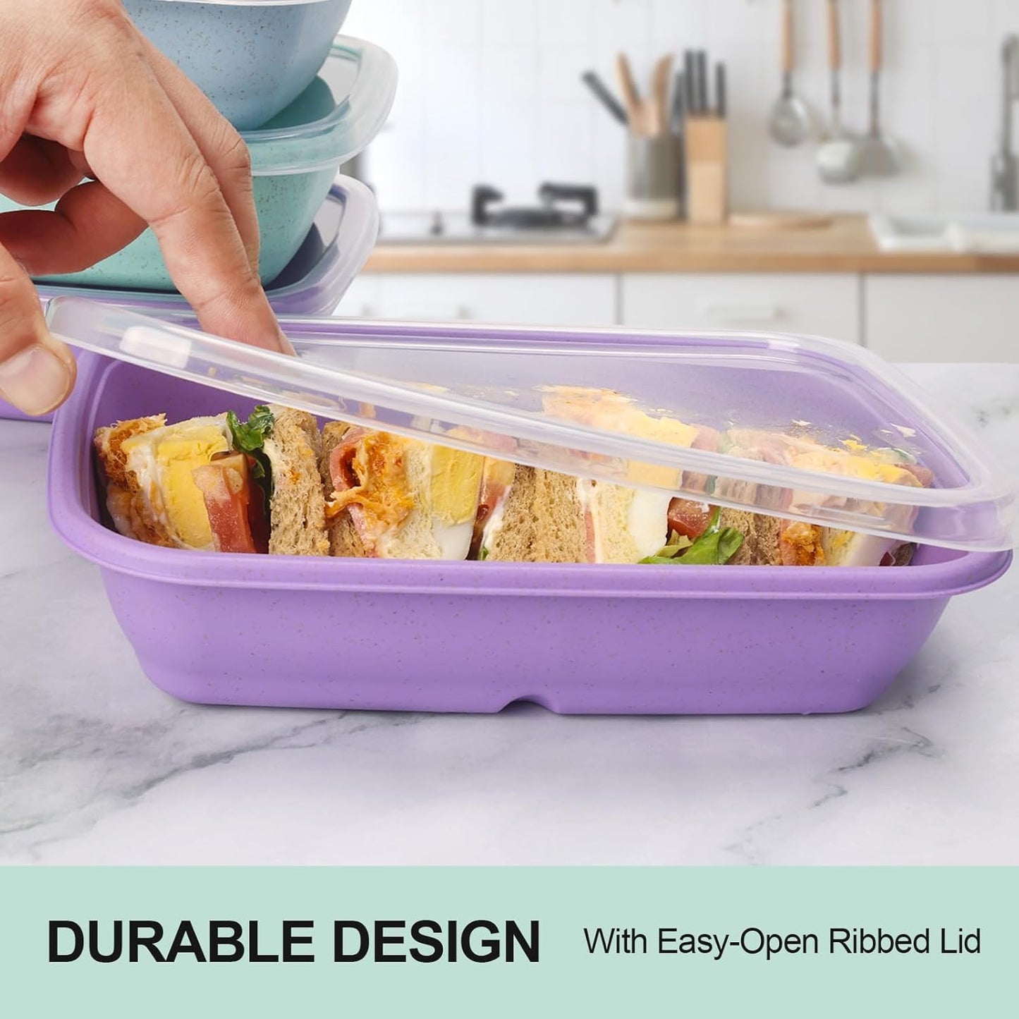 ShopWithGreen Meal Prep Containers - 10PCS Wheat Straw Bento Lunch Boxes | Reusable, Stackable & BPA Free (32 OZ)