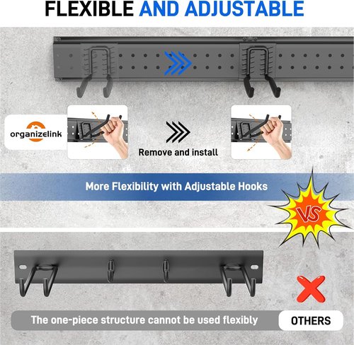 Garage Storage Rack by [Brand Name] - 48 Inch Adjustable Tool Organizer with 440lbs Capacity | Ideal for Garden Tools & Yard Shed