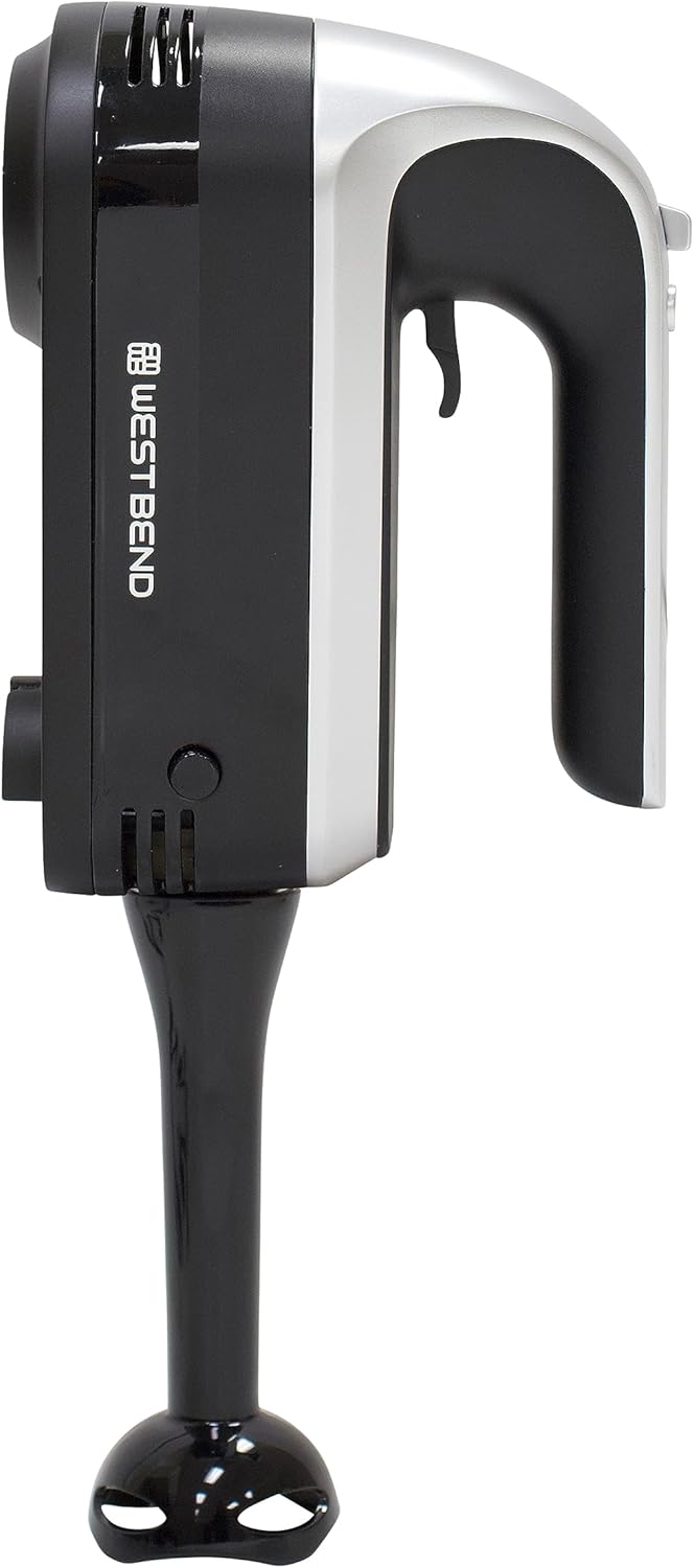 West Bend Hand Mixer Plus - 6-Speed Immersion Blender Attachment with Ergonomic Handle | 250-Watts, Black