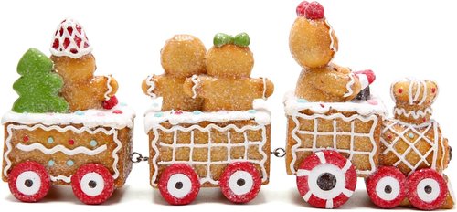 Hodao Christmas Decorations - Cute Gingerbread Man Train Figurines for Tabletop Centerpiece | Winter Home Decor