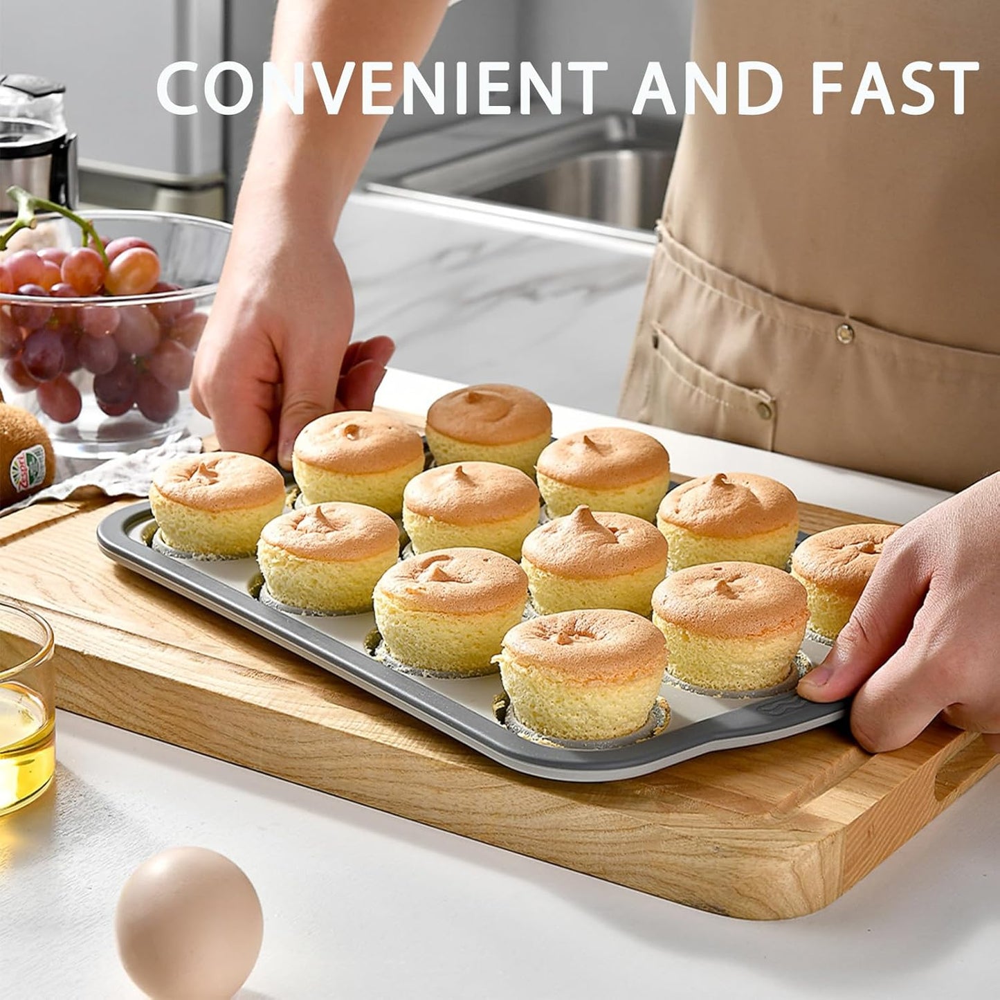 Skiennix Silicone Muffin Pan - Nonstick 6-Cavity Cupcake Mold with Metal Frame | Dishwasher Safe