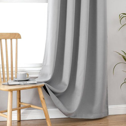 ChrisDowa 100% Blackout Curtains - Thermal Insulated Grommet Panels, Light Grey, 42 x 63 Inch, 2 Panels Set