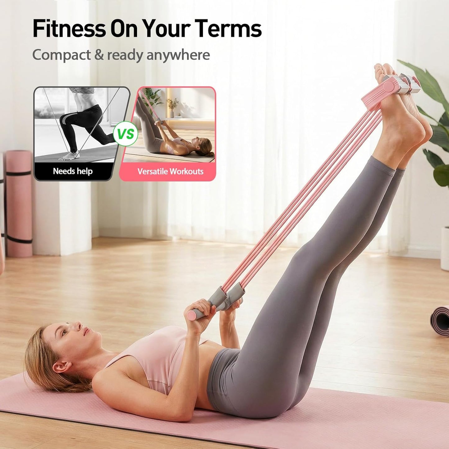 Pedal Resistance Bands with Handles - 2026 New Multifunctional Rubber Fitness Band for Full Body Workout, Yoga, Stretching, Waist, Arm, Leg