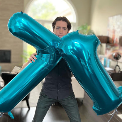 Number 7 Balloon by Light Blue - 40 Inch Giant Foil Balloon for 7th Birthday Party Decorations