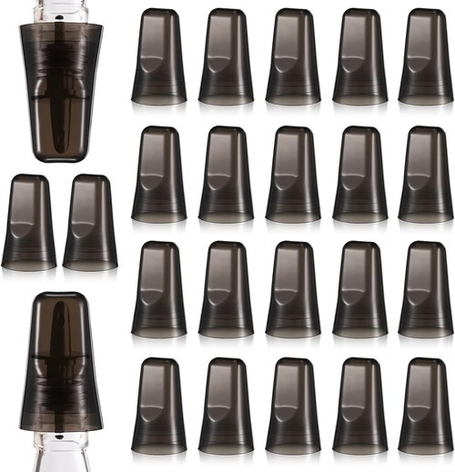 Chengu 24 Pieces Liquor Bottle Covers Pour Spout Covers Bar Toppers for Bottles Universal Pour Dispenser Dust Translucent Silicone Rubber Spout Caps for Bar Home Kitchen Tools Supplies (Black)
