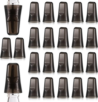 Chengu 24 Pieces Liquor Bottle Covers Pour Spout Covers Bar Toppers for Bottles Universal Pour Dispenser Dust Translucent Silicone Rubber Spout Caps for Bar Home Kitchen Tools Supplies (Black)