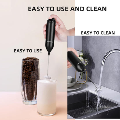 Skiennix Rechargeable Electric Milk Frother - Powerful Handheld Whisk with USB-C Charging Stand | Ideal for Lattes, Hot Chocolate, Matcha
