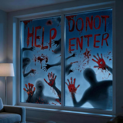 2 Pack 30x61 in Halloween Window Clings - Bloody Spine Chilling Door & Window Decor