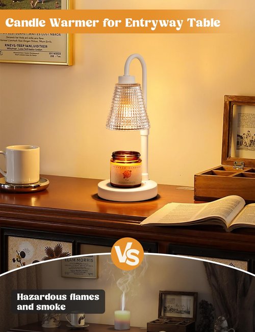 Innqoo White Candle Warmer Lamp with Timer, Dimmable Candle Warmer for Jar Candles, Height Adjustable Wax Melts Warmer, Birthday Gifts for Women Mom, House Warming Gifts New Home Decor