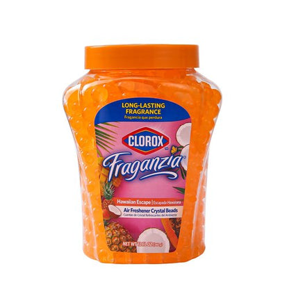 Clorox Fraganzia Crystal Beads Air Freshener, Long Lasting Room Deodorizer and Odor Eliminator Gel Beads to Freshen Home, Car, or Office, Island Escape Scent, 12 Fl Oz - 12 Pack