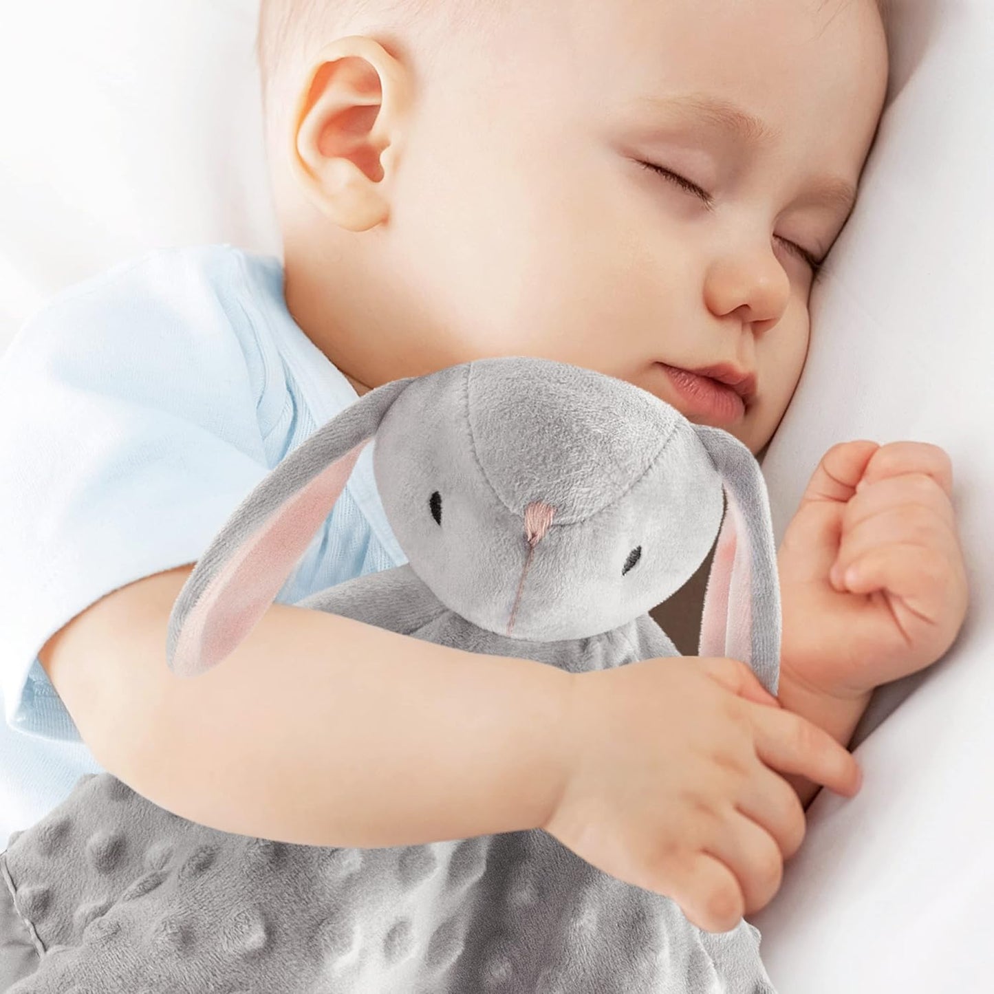 Pro Goleem Loveys - Soft Grey Bunny Security Blanket & Snuggle Toy for Newborns | 16 Inch Baby Gift