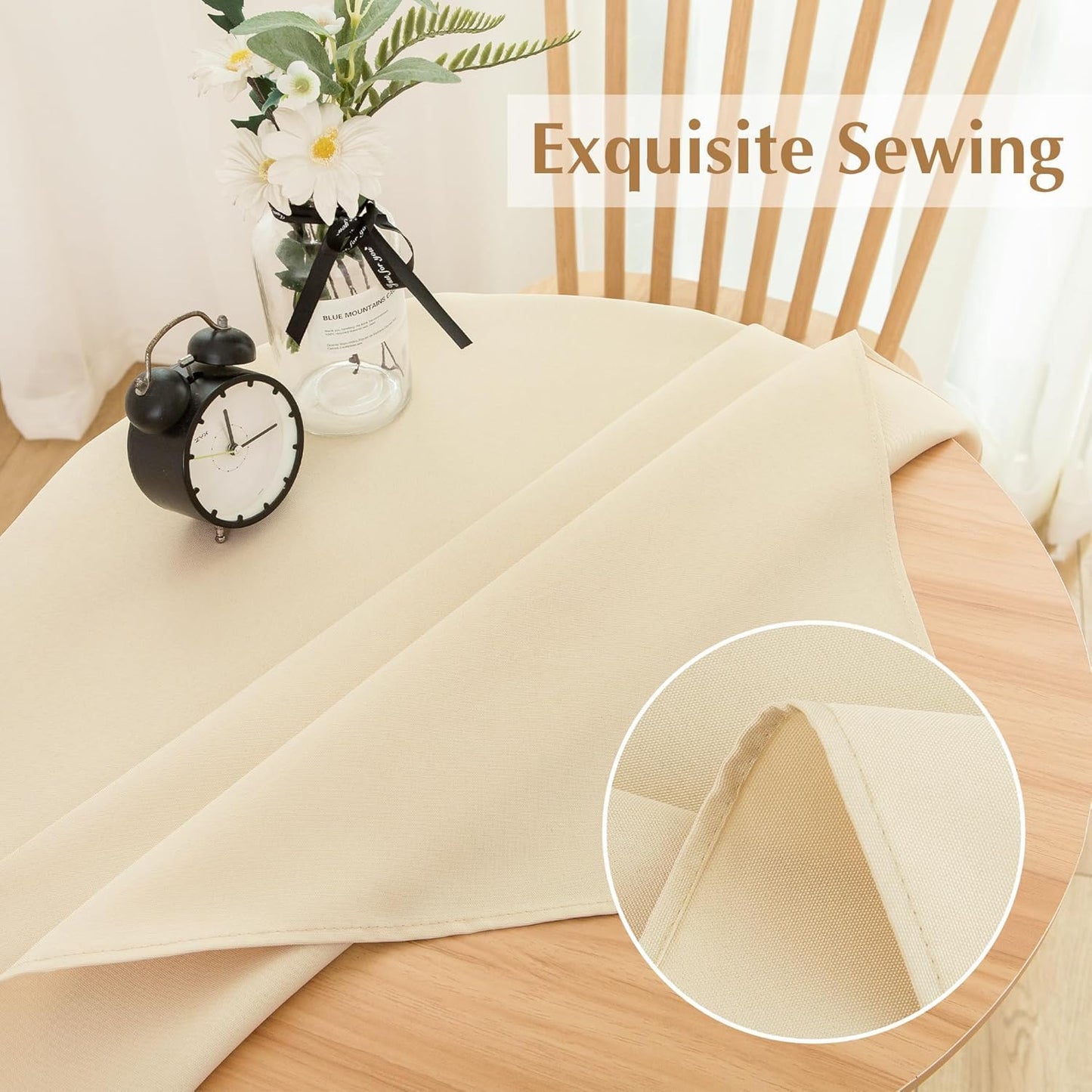 Skiennix Small Square Tablecloth - 36x36 Inch Beige Washable Polyester for Indoor/Outdoor Use