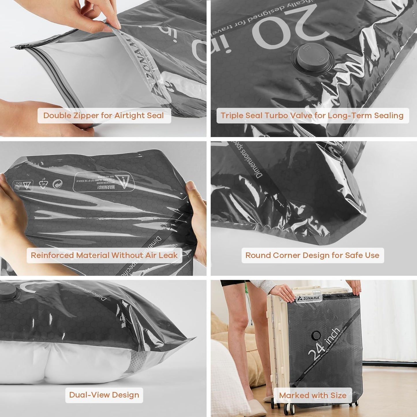 Skiennix Vacuum Storage Bags - 22 Pack Travel Essentials with Wireless Rechargeable Air Pump | Space Saver for Luggage & Home Storage