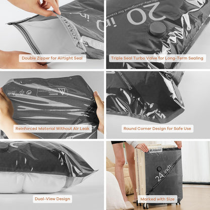 Skiennix Vacuum Storage Bags - 22 Pack Travel Essentials with Wireless Rechargeable Air Pump | Space Saver for Luggage & Home Storage