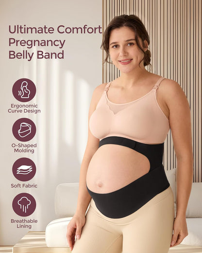 Momcozy Pregnancy Belly Band - CozySupport Ergonomic Maternity Belt for Back & Abdomen Relief