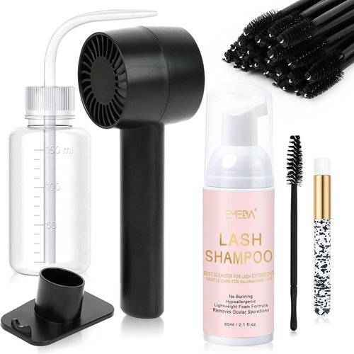 EMEDA Lash Shampoo Kit - Oil-Free Cleanser & Rechargeable Fan Dryer for Extensions & Natural Lashes - 2.02 fl oz