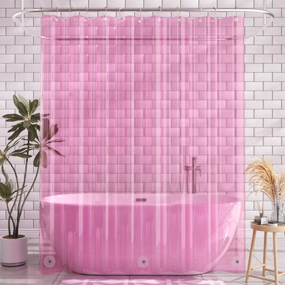 AmazerBath Extra Long Shower Curtain Liner, Clear Pink Shower Liner 84 Inches Long, 72x84 Plastic Shower Curtain Liners, Cute Tall Shower Liner, PEVA Bathroom Shower Curtain Liners & 3 Magnets