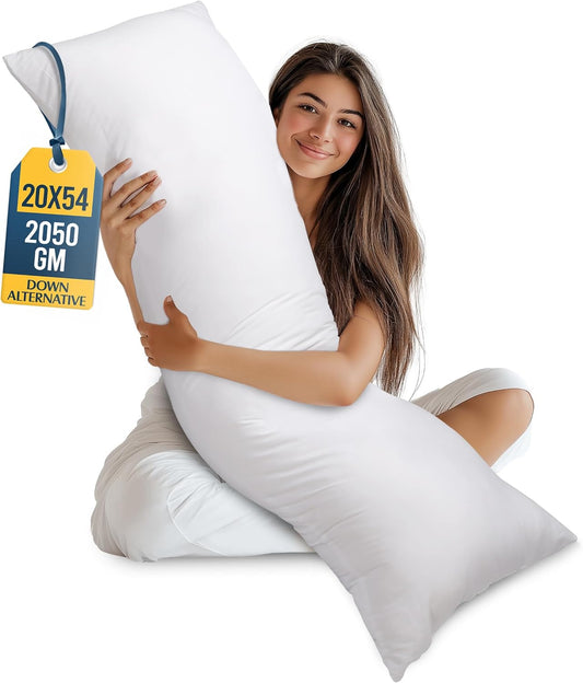 Utopia Bedding Full Body Pillow - Long 20 x 54 Inch Insert for Side Sleepers - Soft White Design