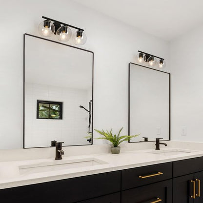Bathroom Light Fixtures, 3 Light Black Vanity Lights Modern Farmhouse Bathroom Vanity Lighting with Globe Glass Shade