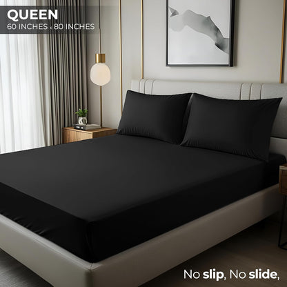 Utopia Bedding Queen Fitted Sheet - Soft Microfiber - Deep Pocket Design - Fade Resistant - Black