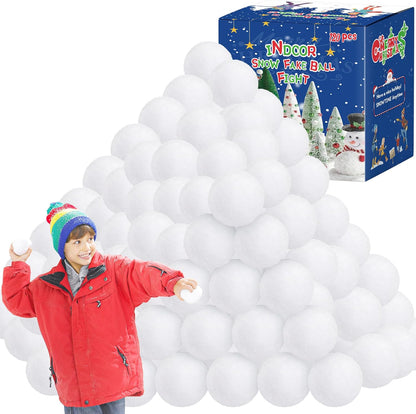 Skiennix Fake Snow Balls - Soft Plush Indoor/Outdoor Snowball Fight Set | 120 Pack for Kids & Christmas Decor