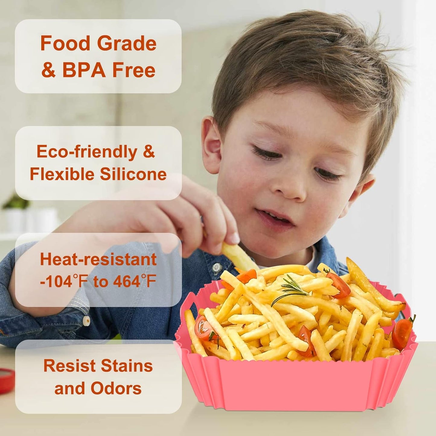Skiennix Air Fryer Silicone Liners - Reusable 7.1 Inch Square Mats for 4-7 QT Air Fryers | Baking Tray Accessories