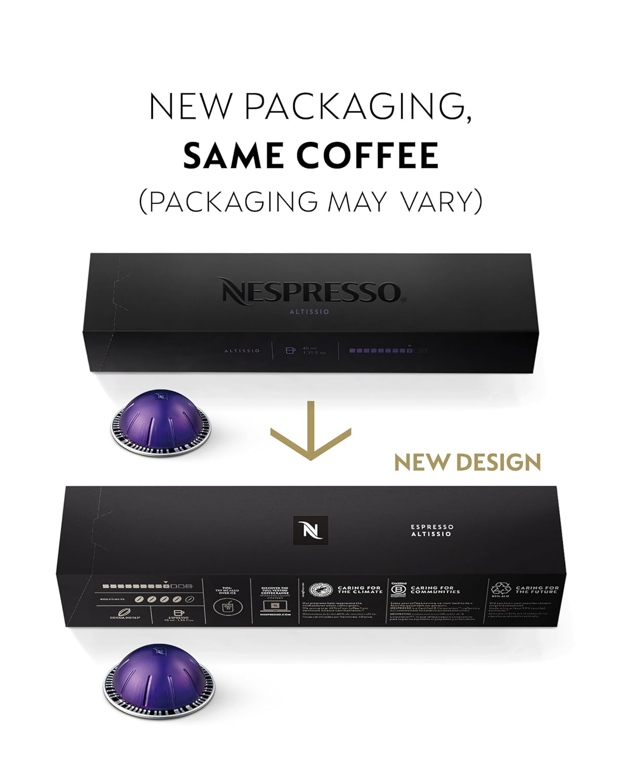 Nespresso Altissio Espresso Capsules - Medium Roast Coffee Pods | 50 Count, Perfect for 1.35oz Brews