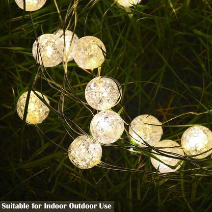 Grandhome Globe String Lights - 10ft 30 LED Crystal Ball Fairy Lights | Waterproof & Remote Control, Warm White
