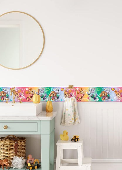 RoomMates Paw Patrol Skye & Everest Peel & Stick Wallpaper Border | Fun Kids' Room Decor