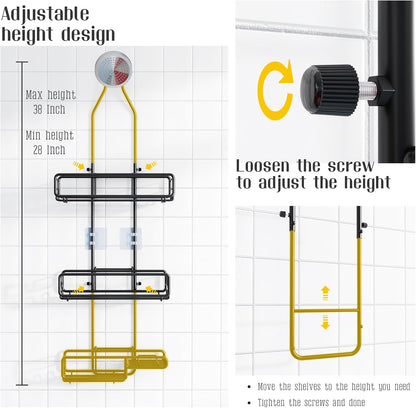 Skiennix Shower Caddy | Adjustable Hanging Bathroom Organizer - Extra Large Storage for Shampoo & Soap