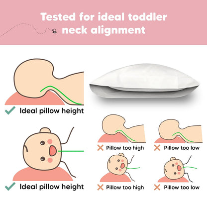 My Little Dreamy Toddler Pillow - Organic Cotton Travel Bed Pillow with Soft Pillowcase | 13x18, Machine Washable, Ideal for Ages 2-5 (Soft White)