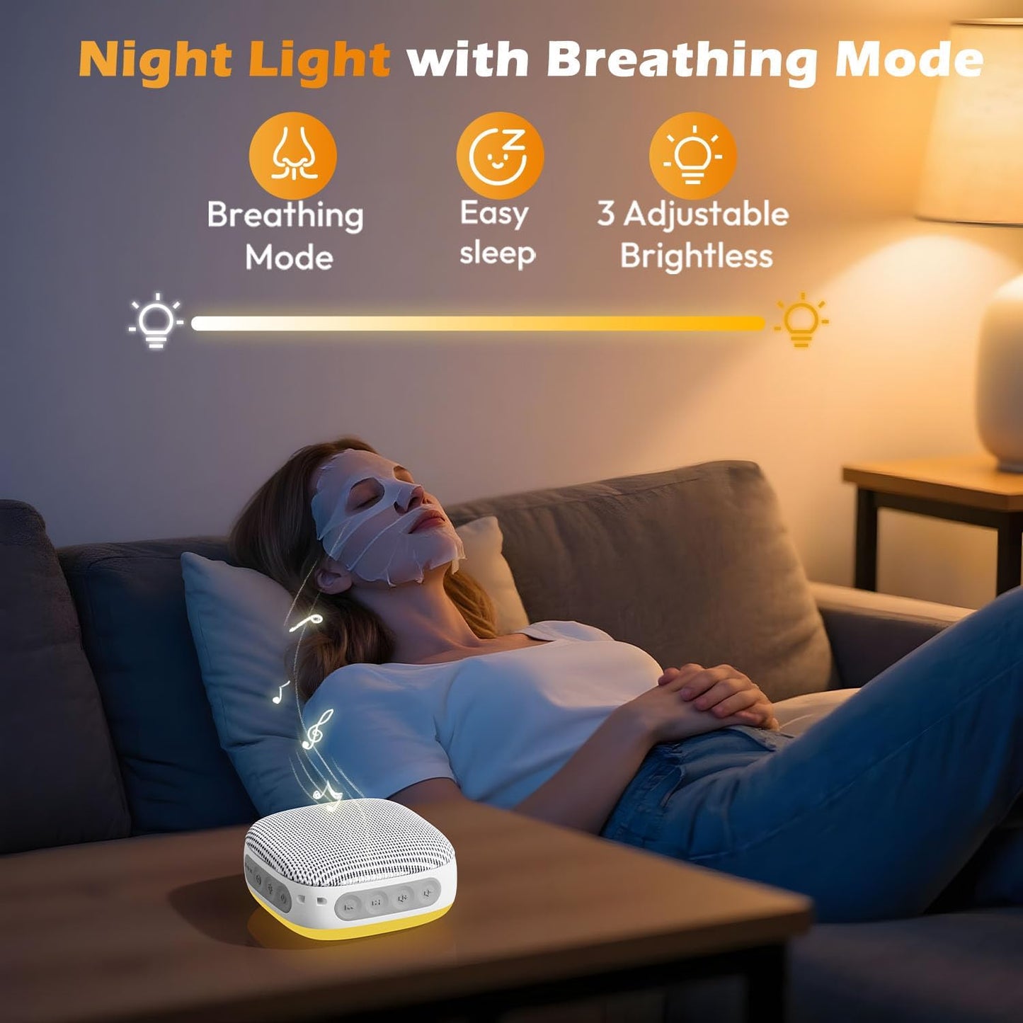 Skiennix Portable Sound Machine - 52-Hour White Noise Device with 21 Non-Looping Sounds | Ideal for Travel & Sleep