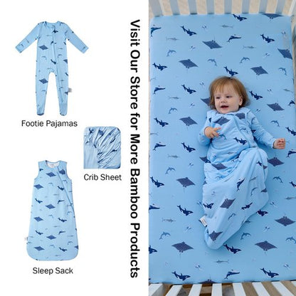 BubblePanda Rayon Made from Bamboo Crib Sheets for Baby Boys Girls Neutral Soft Stretchy Fitted Crib Mattress Sheet Standard 52" x 28" (Shark)